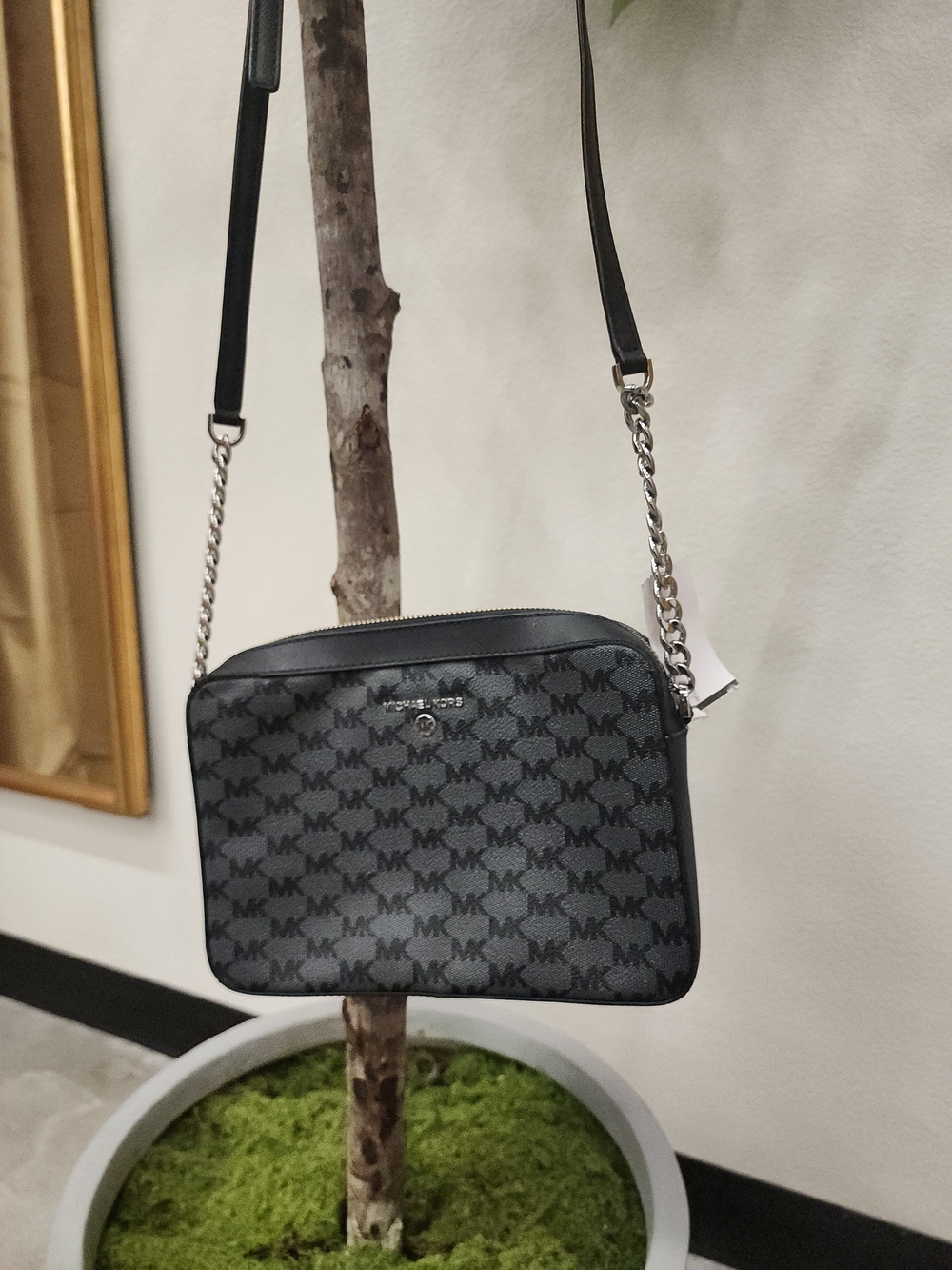 Michael Kors Black/Charcoal MK Signature Crossbody Camera Bag